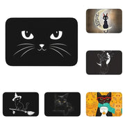 tapis antidérapant motif chat noir oeil moustache moderne entrée salle bain 40x60cm