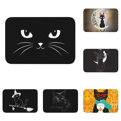 Paillasson chat noir personnalisé antidérapant pour entrée