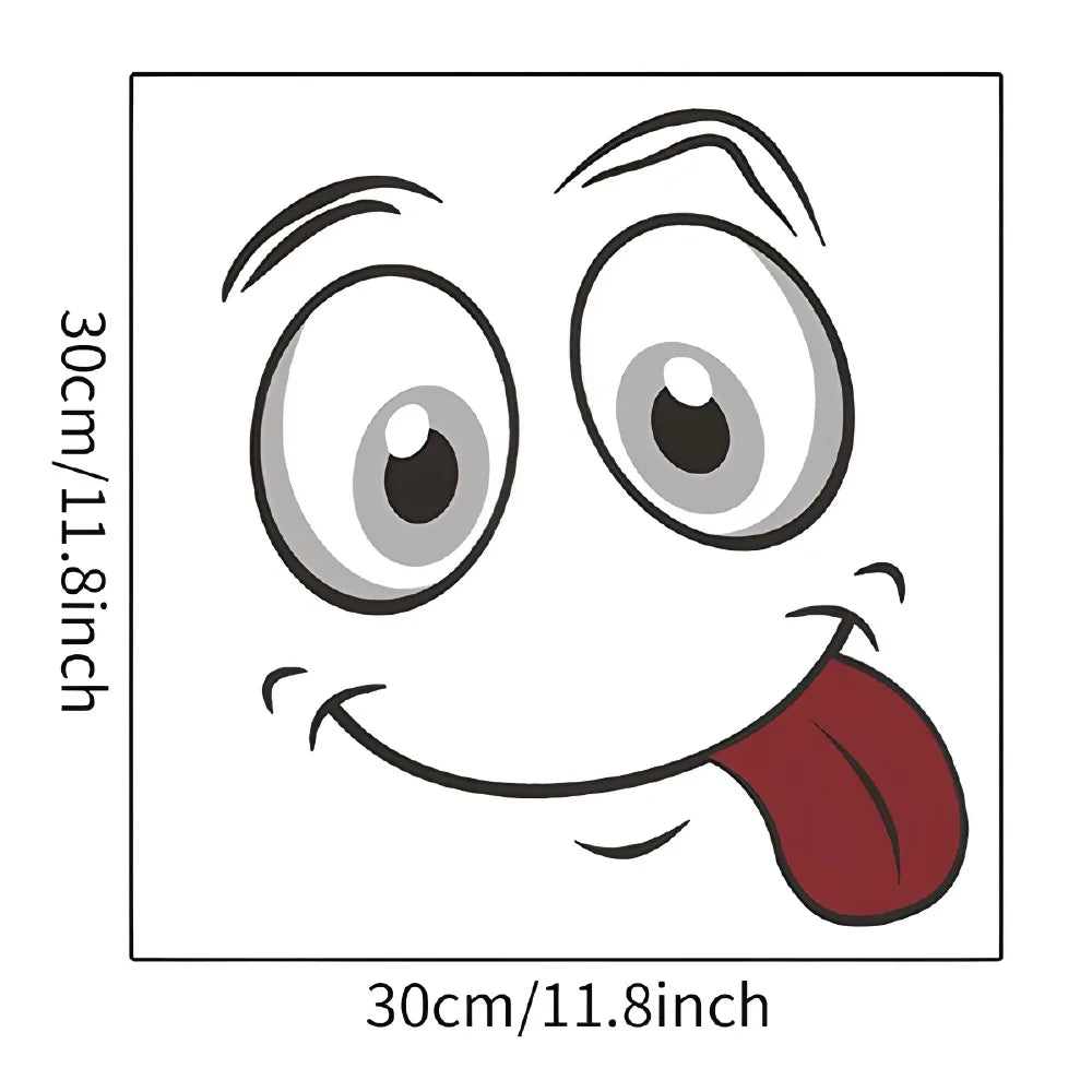 autocollants toilette souriant dessin animé blanc yeux grands ouverts larmes sourire langue sortie salle