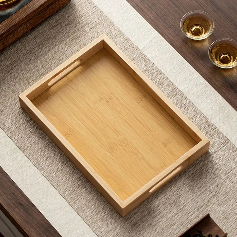 plateau carré bois marron foncé minimaliste poignées service présentation maison rustic