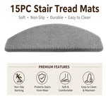 tapis d'escalier moderne antidérapant 15 pièces adhésif beige clair texture tissée polyester