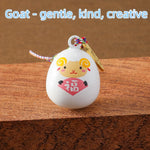 pendentif décoration animal souris lapin cochon chinois fú cuivre marron blanc orange vert bleu