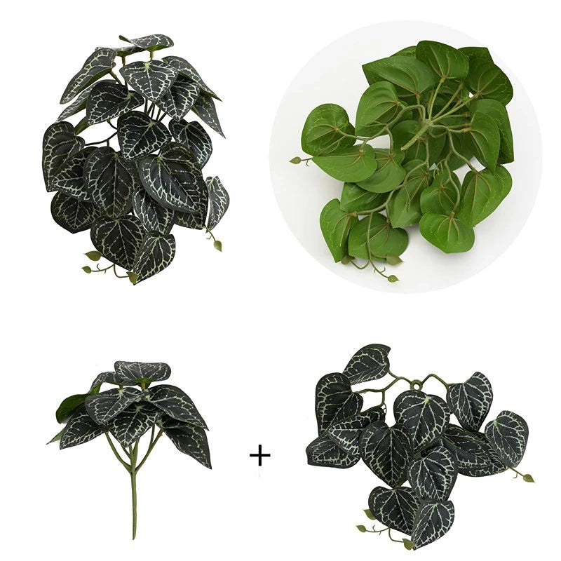 plantes artificielles feuilles vertes rouges noires modernes décoration extérieure mariage centro commercial exposées