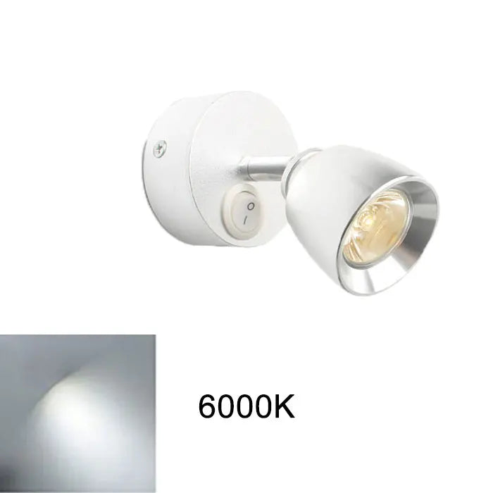 Spot mural moderne LED 12V blanc noir interrupteur rotatif 3000K 4000K 6000K