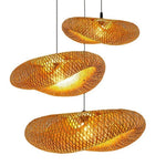 Suspension lumineuse moderne bambou tressé marron clair salon cuisine rustique E27