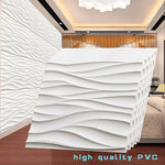 décoration murale moderne panneau 3d blanc rayures ondulées pvc autoadhésif intérieur 30x30cm