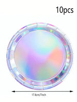 assiettes papier holographiques serviettes festives arc ciel anniversaire mariage noël fêtes enfants avril chinois