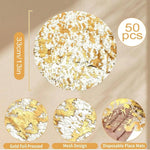 serviettes table modernes blanches dorées motif filetage pack 50pcs 33cm