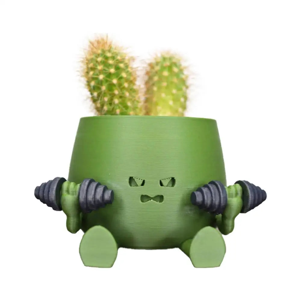cache pot vert visage souriant créatif intérieur extérieur balcon étagère plante cactus personnalisé