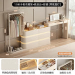 coiffeuse bois moderne beige miroir tiroirs tabouret étagère rangement chambre coucher