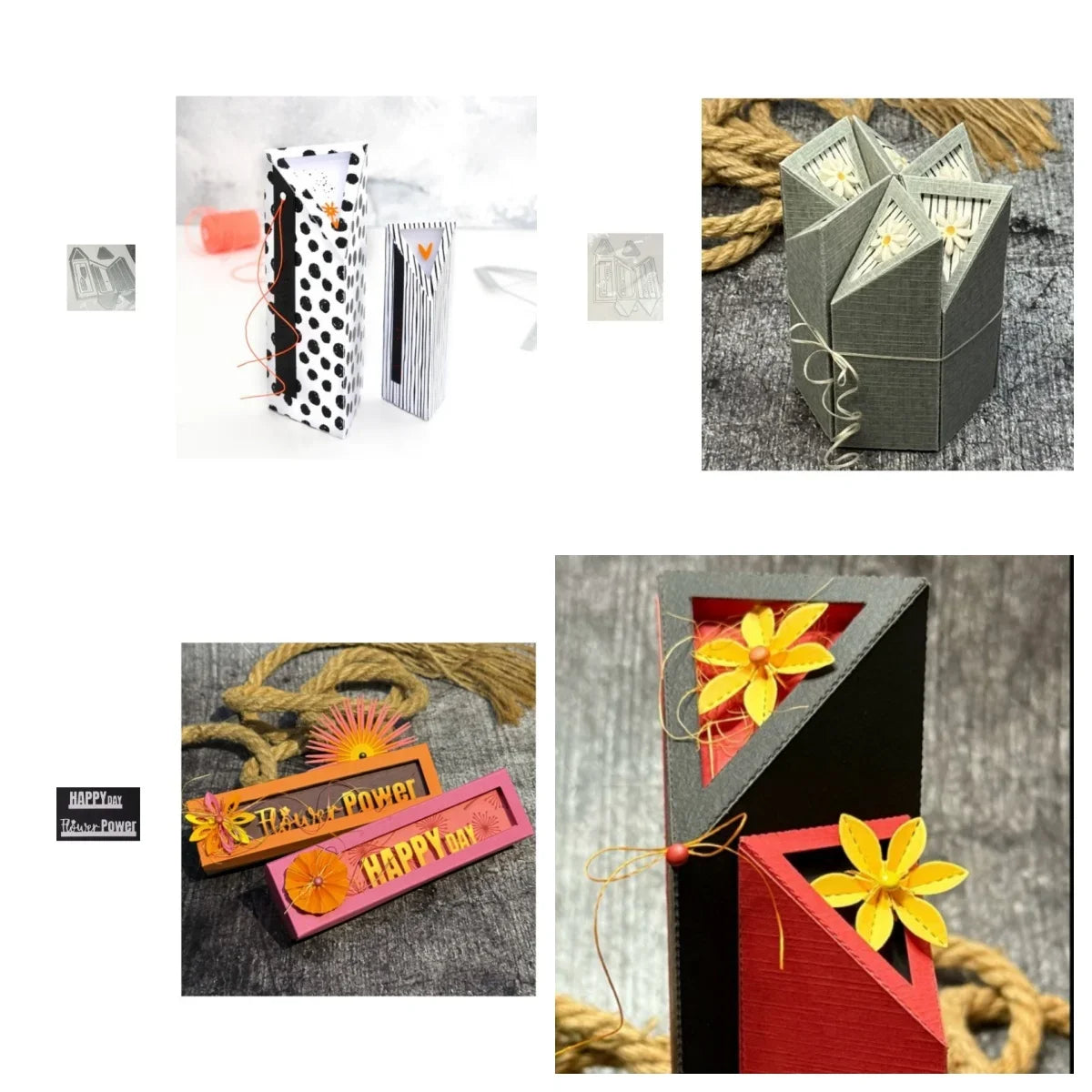 découpe matrices gaufrage cartes scrapbooking boîtes cadeaux motifs modernes points florals geometriques rubans papiers