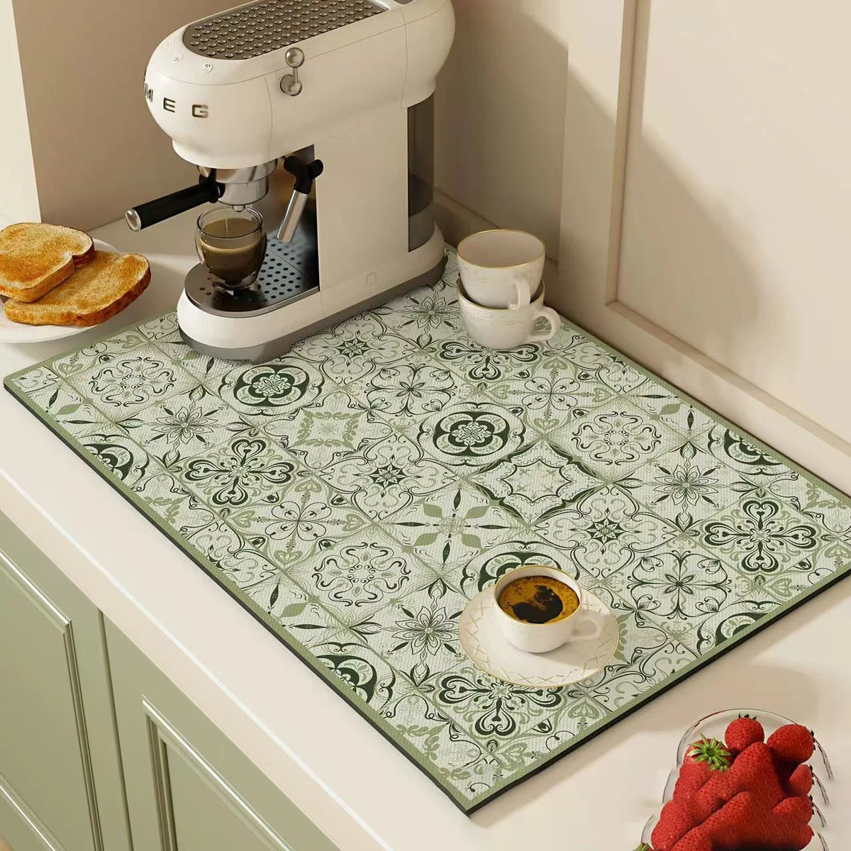 tapis cuisine absorbant antidérapant décoratif séchage vaisselle pose tasse moderne
