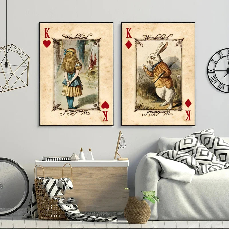 affiche toile vintage alice pays merveilles décoration salon rétro classique