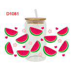 autocollants décoration diy fruits fleurs transparent tropical bouteille verre couvercle paille