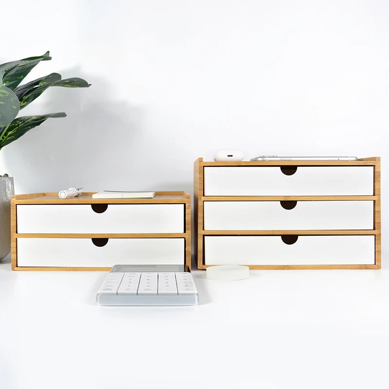boîte tiroirs rangement moderne minimaliste ruban adhésif carnet calculatrice étui blanc texture bois naturel