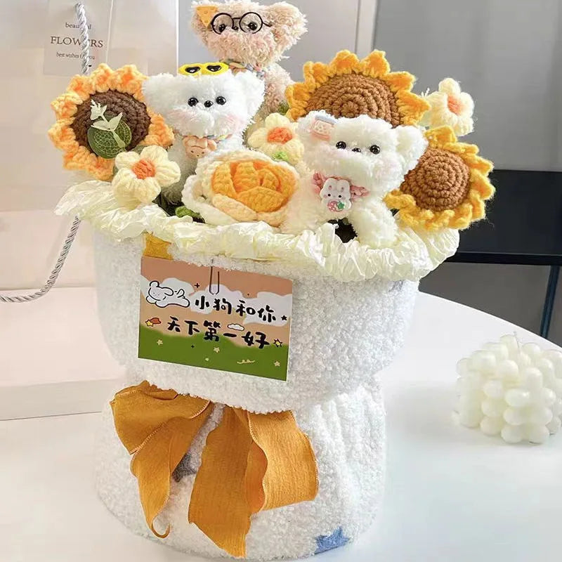 bouquet fleurs artificielles tournesols jaune orange blanc décoration mariage cadeau fête enseignants