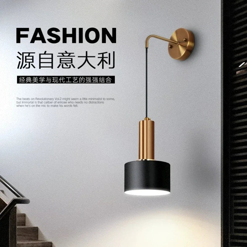 lampe murale moderne minimaliste noir doré deux led 220v chambre salon entrée