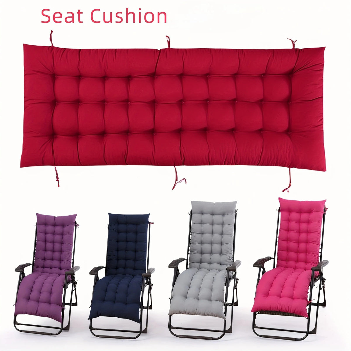 coussin chaise rouge moderne lavable machine 120x48cm texture coutures rubans fixations adultes