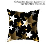 housse coussin noël motifs cerfs flocons étoiles or noir festive decoration fixations