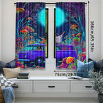 rideau polyester violet bleu vert moderne personnages champignons forêt 75x166 105x230 130x210