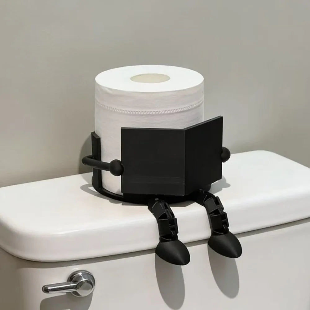 porte rouleau papier toilette blanc noir decoratif anthropomorphe table salle bain