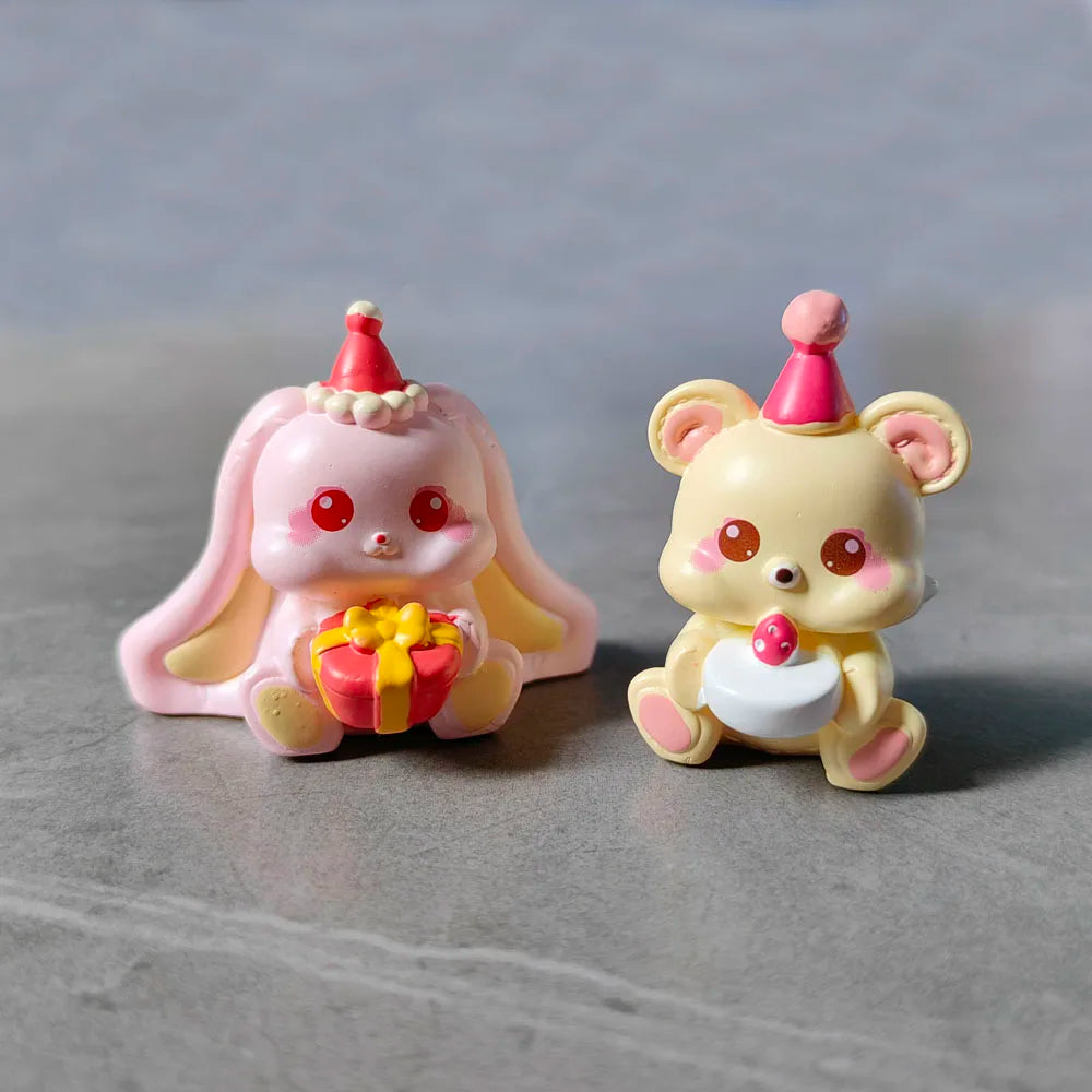 décoration gâteau résine lapin ours fée kawaii cartoon anniversaire 14+ orange rose beige bleuclair