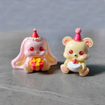 décoration gâteau résine lapin ours fée kawaii cartoon anniversaire 14+ orange rose beige bleuclair