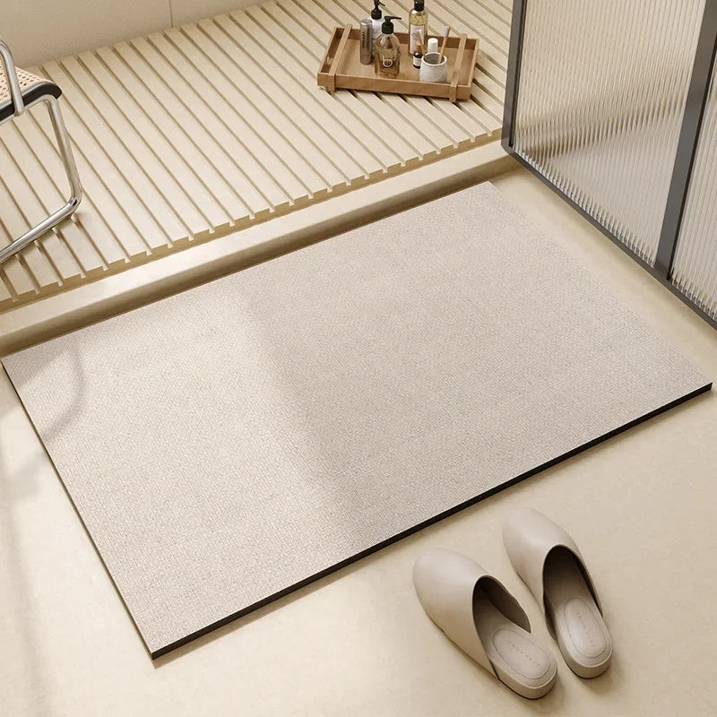 tapis sol beige clair moderne rayures horizontales géométriques entrée maison salle bain
