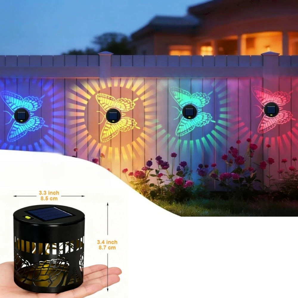 projecteur solaire papillon noir moderne auto change couleur led adhésifextérieur autonomepanneau solaire
