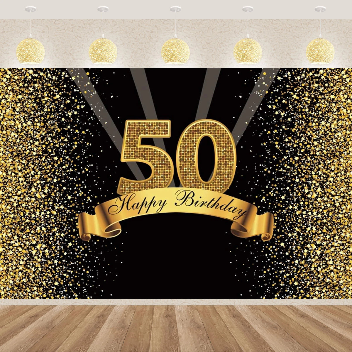 Bannière anniversaire 50 ans adulte homme fond doré