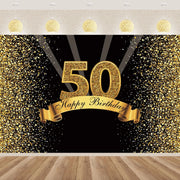 décoration anniversaire 50 ans fond or paillettes chiffres relief moderne festive