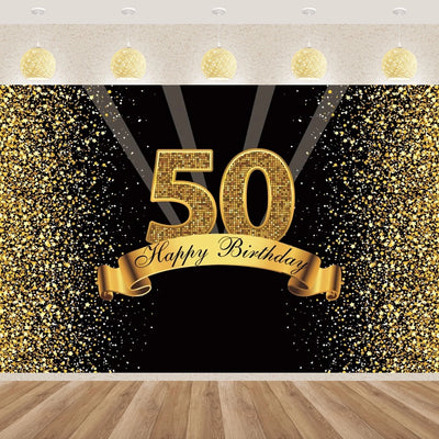 Bannière anniversaire 50 ans adulte homme fond doré