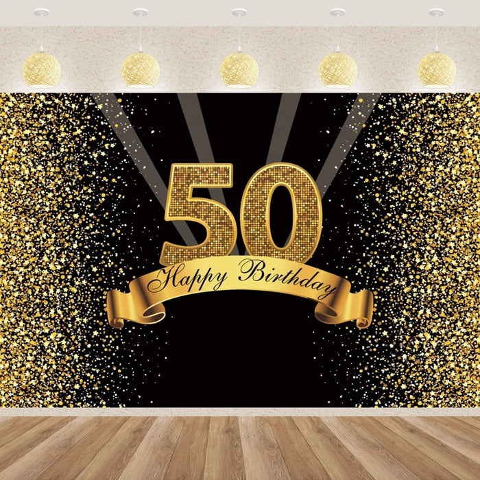 Bannière anniversaire 50 ans adulte homme fond doré