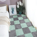 tapis modulable carreaux géométriques noir beige gris vert bleu rose moderne douillet insonorisant chambre
