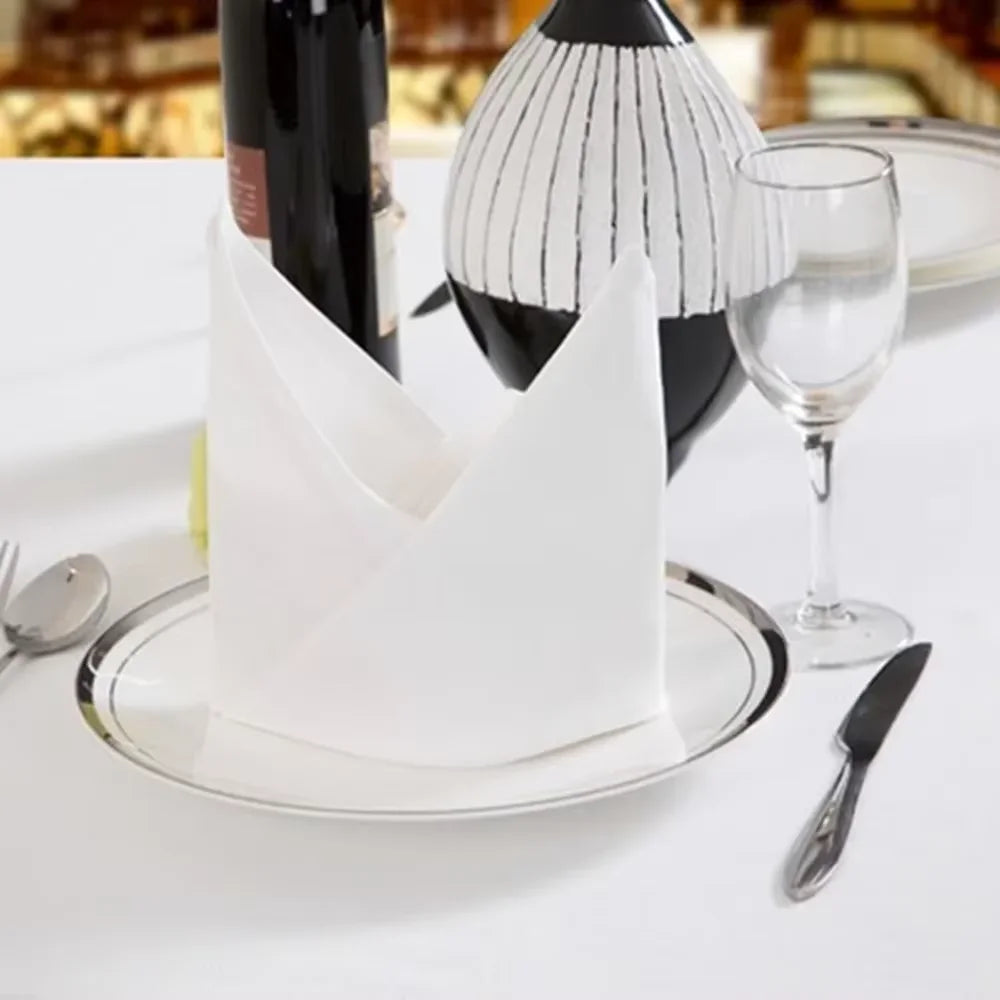 serviettes coton classiques blanches adhésives table dîner restaurant ménage événementiel