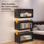 meuble rangement noir grille transparente moderne roulettes pliable grande capacité