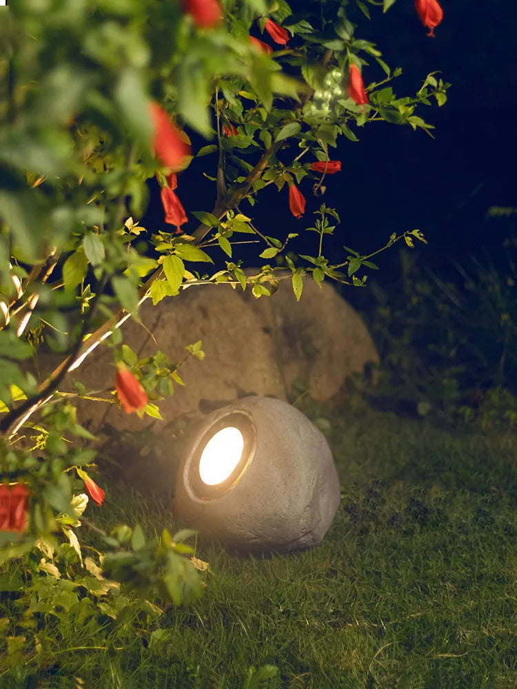 lampe solaire imitation pierre moderne gris extérieure autonomie ip65 abs led 9w