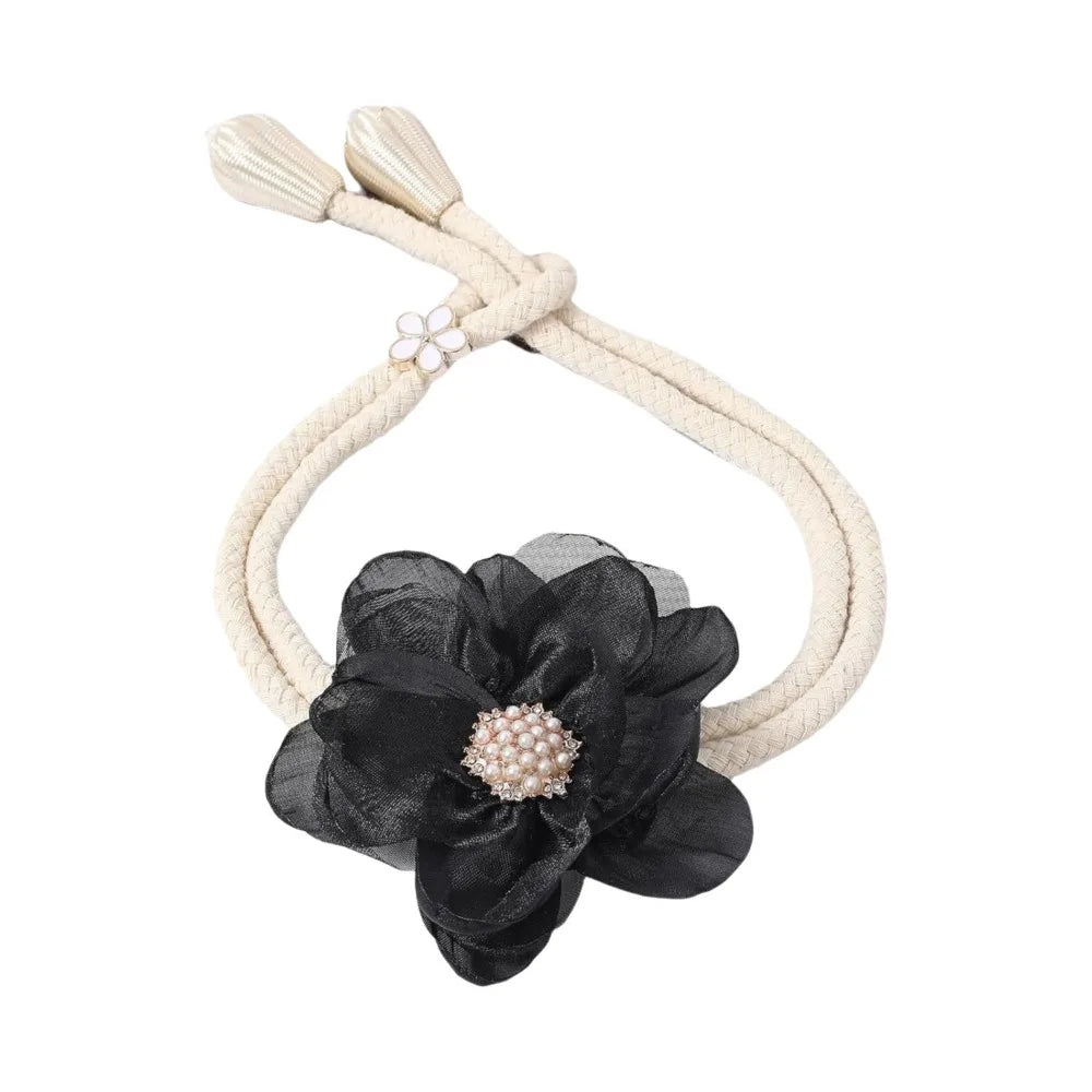 rideaux attaches fleurs décoratives beige bleu rouge rose noir tringle chambre coucher
