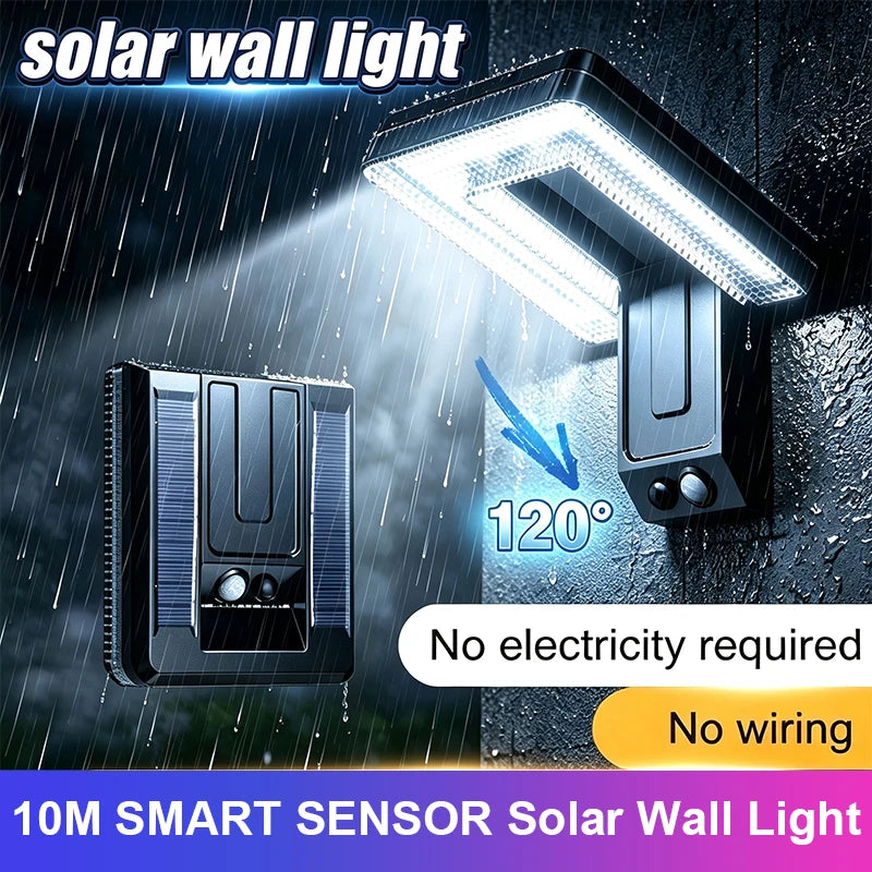 lampe murale solaire noire détecteur mouvement ip65 moderne panneau solaire intégré interrupteur tactile