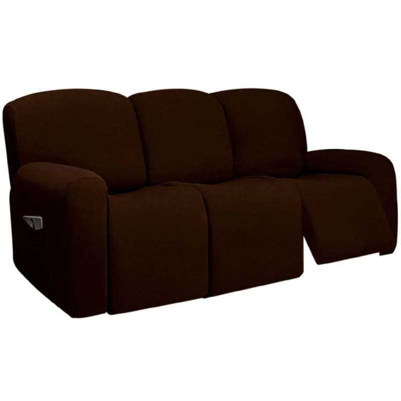 housse canapé inclinable fauteuil polyester lavable moderne élastique gris foncé doux poche rangement summer