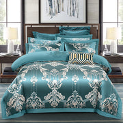 Parure de lit Jacquard en coton satiné gris rose - Ensemble 4 pièces Queen ou King Size
