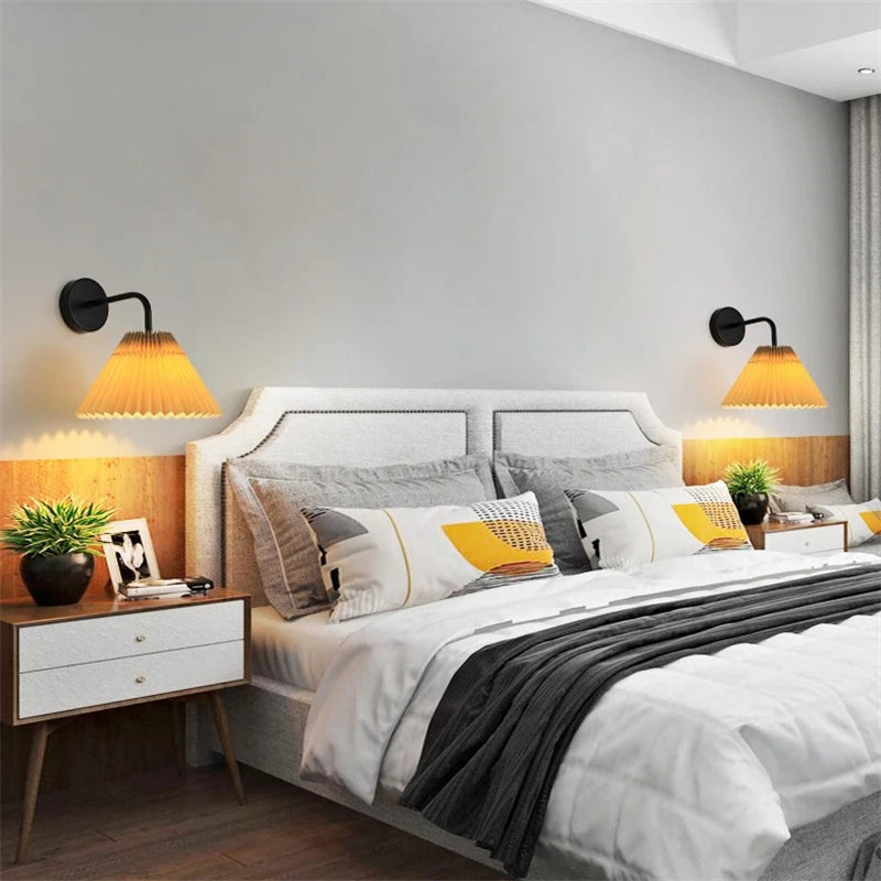 lampe murale moderne or plissée éclairage quotidien ampoule e27 fixée mur nordique