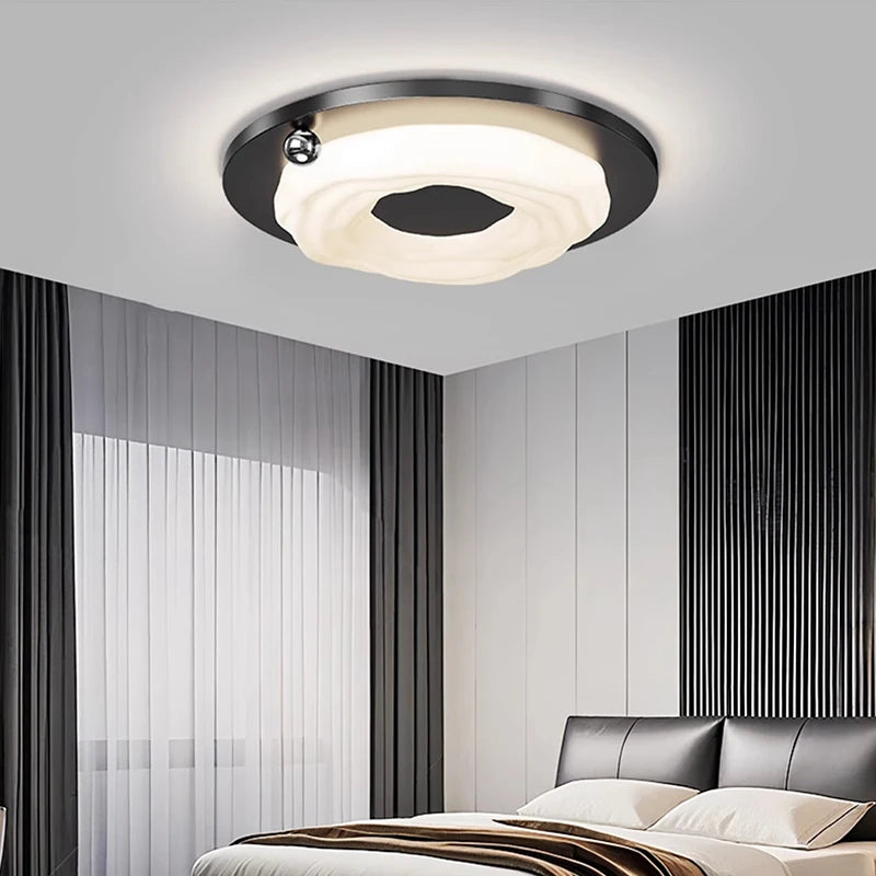 plafonnier led moderne noir blanc rond ondulé opacité éclairage surface tactile minimaliste chambre salon