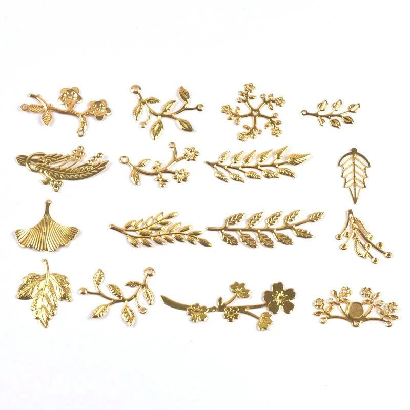 connecteurs métal doré feuilles branches décoration artisanale scrapbooking bijouterie 21 78mm