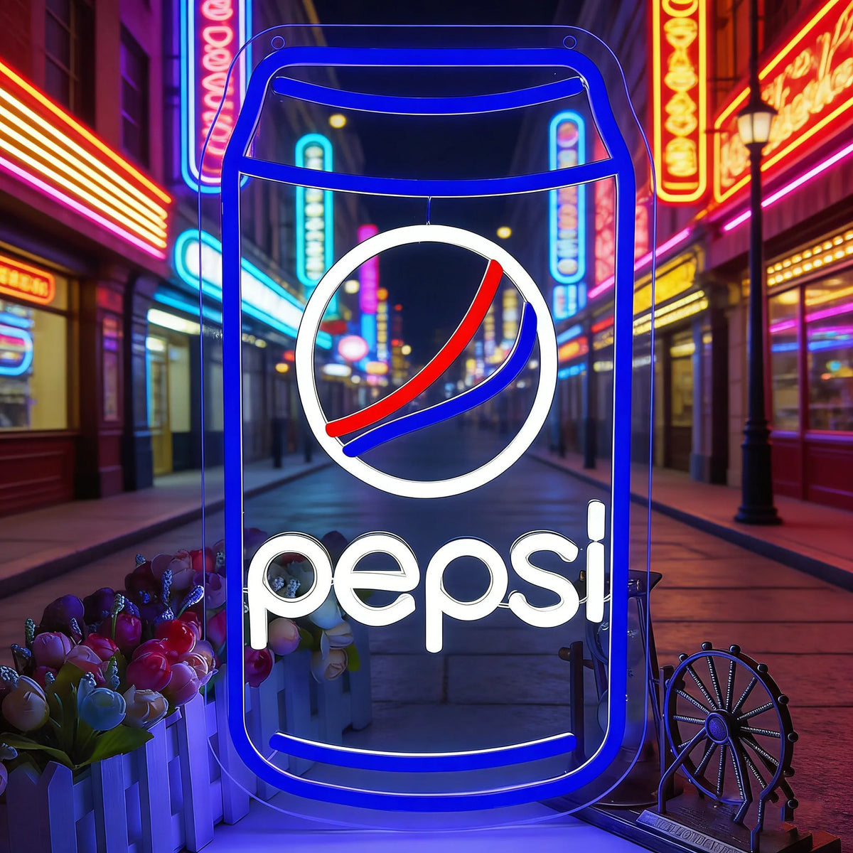 néons lumineux Coca Cola Pepsi adhésifs câble USB rouge blanc bleu moderne