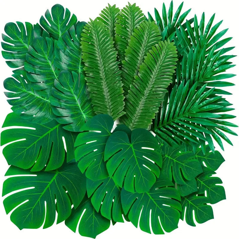 feuilles palmier artificielles vertes décorations tropicales naturelles mariage extérieur jardin fête maison