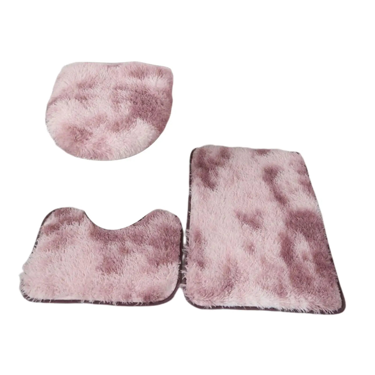 tapis bain ensemble moderne trois pièces rose noir rouge beige