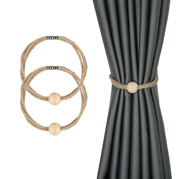anneaux rideau tressés chanvre gris beige aimants facile utiliser décoration moderne rustique