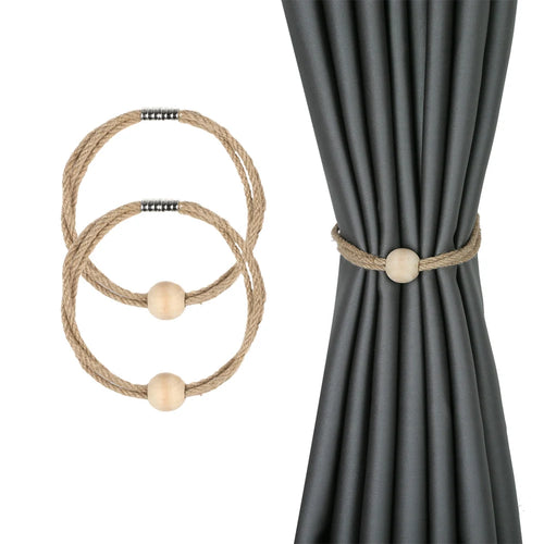 anneaux rideau tressés chanvre gris beige aimants facile utiliser décoration moderne rustique