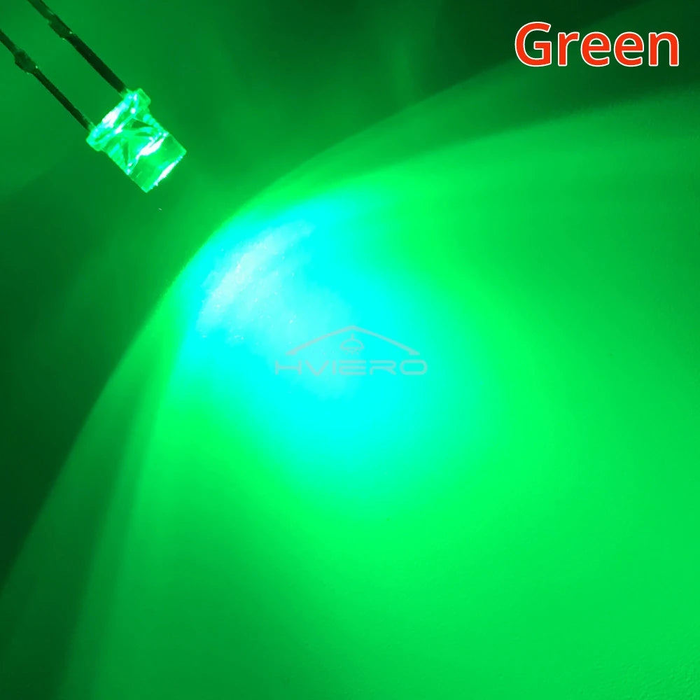 Diodes LED transparentes plat 3mm bleu vert rouge blanc chaud jaune blanc rose violet